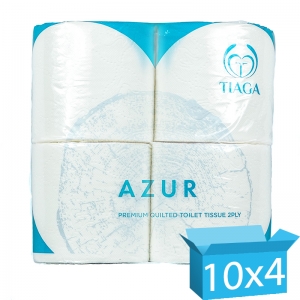 Tiaga Azur 2ply white Double Quilted pure virgin luxury toilet rolls 200 sheet