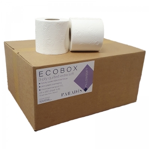 Paradis Ecobox 3-ply luxury toilet tissue - 280 sheet x Case 24 rolls - totally plastic free