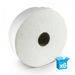 2ply white toilet rolls 400m Jumbo 2¼" core Recycled tissue