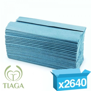1ply blue c-fold Tiaga hand towels