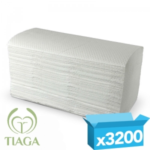 2ply white recycled interfold Tiaga hand towels (AKA V-Fold)