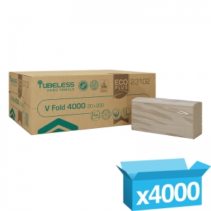 2-ply Tubeless Eco Plus Brown V-fold hand towels 4000 sheets