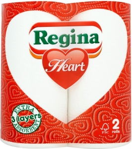 3ply white kitchen rolls - Regina Hearts - 50 sheets per roll