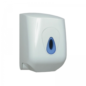 White teardrop washroom dispensers