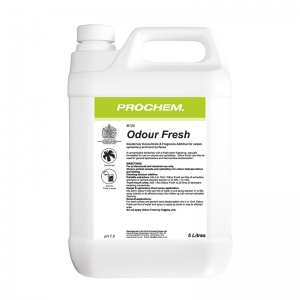 B2124 Prochem Odour Fresh Professional formula with high quality deodorisers which can be added to any carpet, fabric or general cleaning solution.Clear liquid with floral fragrance.  5lt