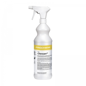 B2325 Prochem Clensan 1lt Multi-surface biocidal sanitiser for carpets, upholstery, floors and hard surfaces.
Effective against bacteria and viruses. Approved to EN1276, EN13697, EN13727, EN14476, EN1650.
Apply by directly by sprayer.
WoolSafe approved maintenance product for wool carpets and rugs.
Clear liquid with herbal lemon fragrance.
  1lt