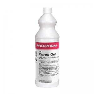 B2840 Prochem Citrus Gel A citrus solvent and detergent based liquid gel spot remover for oil, grease, tar, gum and other oily spots on carpet and fabrics.Citrus Gel can be used safely on many spots and stains and is formulated to work on the fibre surface avoiding problems to latex and bitumen backings which commonly occur with other citrus based solvents.White gel with citrus fragrance.  1lt