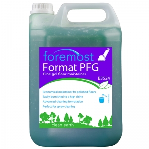 B3524 Format PFG Pine floor gel - polymeric waxbased Ideal damp mopping solution for all surfaces
Economical maintenance for polished floors - will not remove or dull polish at recommended dilution
Perfect for spray cleaning
Removes dirt and heel marks with ease
 Selden, B003, B03, pine gel, pine jell 5lt