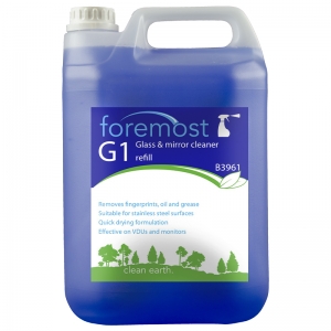 B3961 G1 Glass Cleaner bulk refill Simply spray on and wipe off for a sparkling finish.
Smear-free finish.
Free from abrasives - will not damage delicate surfaces.
Ammonia free - pleasant and easy to use.
 the one range, the 1 range, window spray, window cleaner, c49, c049, glaze,  5lt