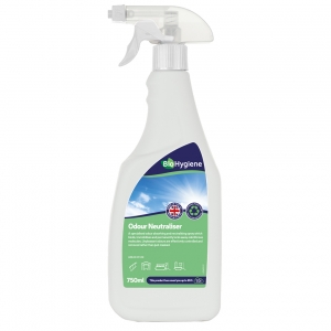 B4692 Biological odour neutraliser 750ml Where the source of a smell cannot be moved (e.g. wheelie bin store) or has no easily isolated source (e.g. smoking area), Odour Neutraliser utilises absorbent technology for fast, complete removal of unpleasant odours, effectively refreshing and revitalising stale or foul smelling surfaces and airways.
Odour absorber binds to remove odours, rather than masking as with conventional air fresheners
Targets odoriferous molecules such as hydrogen sulphide, mercaptan, thioether, isolvaleric acid and ammonia based odours
Pleasant fragrance to provide a lasting and fresh scent while the odour neutraliser gets to work
Immediate and long lasting action
Ideal for industrial and institutional use
Ideal for treating refuse collection areas, wheelie bins and waste stores, smoking areas, stale sweat smelling stairways and communal areas
Suitable for use on most colour fast surfaces
Reduces CO2e by up to 85%
 probiotic, BioHygiene, Bio Hygiene, Biological Preparations, Enzyme 750ml