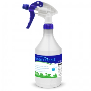 Empty labelled trigger bottle for Freshbac biocidal odour control