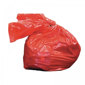 Red laundry sacks with soluble strip 50 litre 18x28x30 (457x711x762mm)
