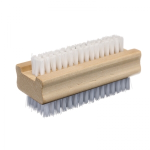 Wooden nail brush - double sided plastic bristle