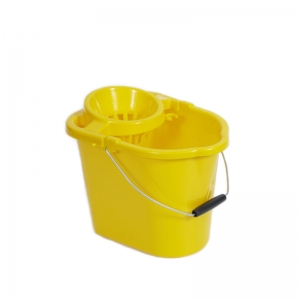 10 x Plastic strainer type mop bucket Yellow