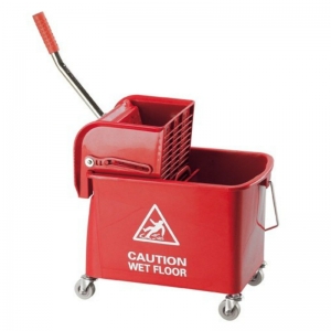 Flat mopping bucket & side-press wringer red