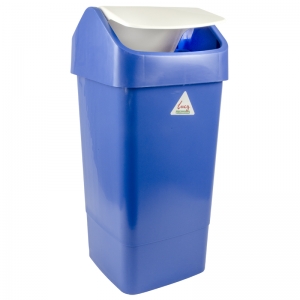 50lt plastic swing top bin with lid blue