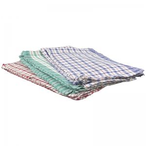 Cotton tea towels with black/coloured check