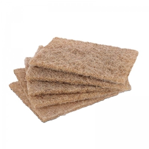 Natural and recycled material scouring pads