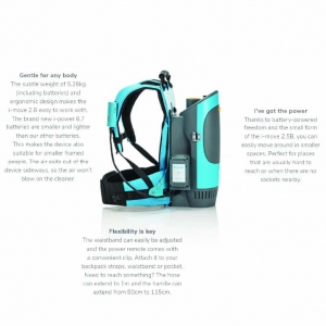 i-Team i-Move 2.5B ergonomic battery backpack vacuum - with batteries and charger