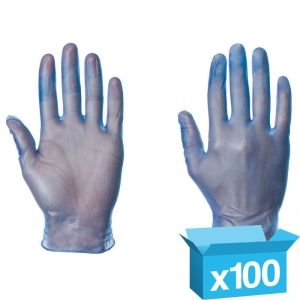 Blue Vinyl powder free disposable gloves Large