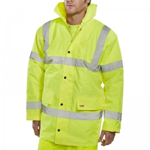 Yellow Hi-Vis Jacket, quilted with hood Large