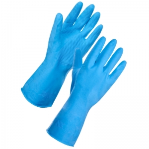 12 x Blue premium household gloves Large
