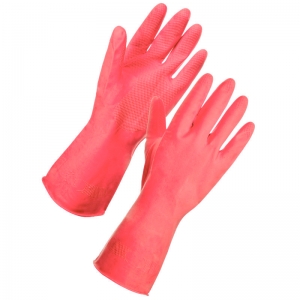 12 x Red premium household gloves Large