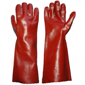 Red gauntlet PVC gloves 14