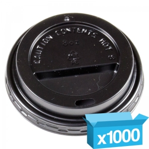 Domed black cappucino lids for 8oz hot cups