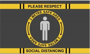 Covid-19 heavy duty floor mat - Stop sign social distancing - 115x180cm