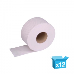 2ply white toilet rolls 150m Mini Jumbo 3" Core - Recycled