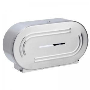 Twin dispenser for mini jumbo toilet rolls - stainless steel