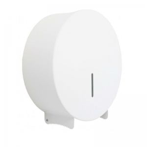 White metal dispenser for Jumbo toilet rolls - with key lock
