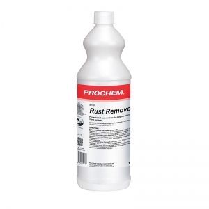 B2398 Prochem Rust Remover An effective acidic gel for the removal of rust, iron mould and old blood stains on carpet and fabric.Much safer to use than strong acid products and does not require chemical neutralisation.Clear viscous liquid.  1lt
