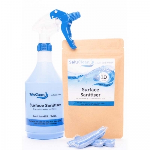 B3870 Solupak Surface Sanitiser - Fragranced - pack of 10 A versatile sanitiser cleaner for use in all general areas where hygiene concerns are of paramount importance. Independently tested to EN1276 giving a 99.9999% germ kill.
Packed in resealable and recyclable waterproof stand up pouches.
  10 sachets