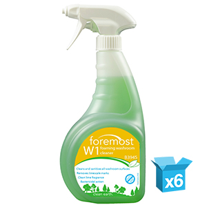 6 x W1 Foaming Washroom Cleaner and Descaler, bactericidal, 750ml