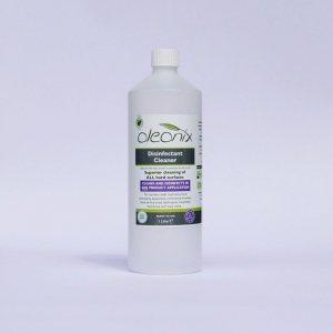 B4751 Oleonix Disinfectant Cleaner Concentrate - 1 litre Oleonix Disinfectant Cleaner kills 99.9% of all known germs/bacteria and can be used as a hand sanitiser. Specifically designed to clean and disinfect in a one product - no rinse application.
Has the cleaning power of Oleonix Full Spectrum with added broad based disinfectant.
Proven efficacy at low temperatures
Certified food safe
Meets the EU mrl’s of 0.1mg/Kg
Suited to disinfecting any surface in factories, manufacturing plants, offices and homes, including; stainless steel, plastic, ceramic, glass, rubber, concrete, metal, vinyl floors and safety floors
Approved to EN1040, EN1276, EN13697, EN1650, EN1275 and EN14476  1ltr
