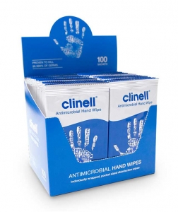 Clinell hand sanitising wipes - individually wrapped pk100