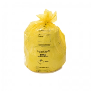 18x28x39 8kg 80 litre Yellow UN clinical waste sacks (8 rolls x25)