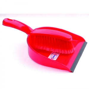 Economy dustpan & brush set red