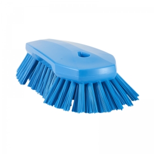 Hygiene Scrubbing brush with angled bristle 8" stiff Blue