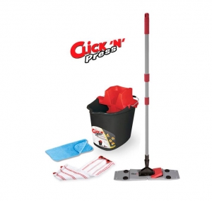 Click n press flat mop set bucket wringer handle frame head