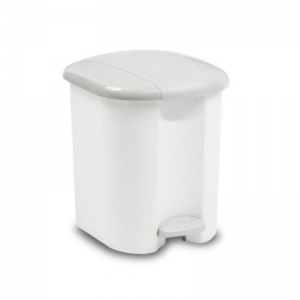 White 15 litre plastic pedal bin