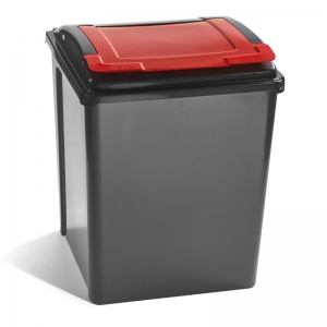 50 ltr red lid lift top recycling bin