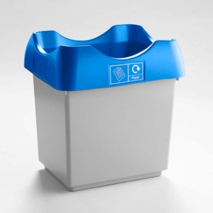 30 Litre Recycling Bin light grey base with blue lid