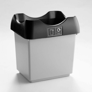 30 Litre Recycling Bin light grey base with black lid