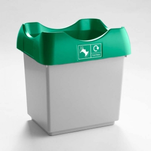 30 Litre Recycling Bin light grey base with green lid