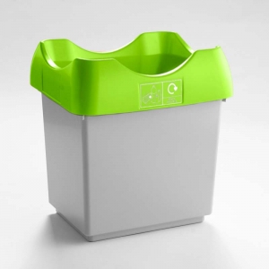 30 Litre Recycling Bin light grey base with lime green lid