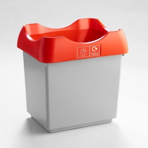 30 Litre Recycling Bin light grey base with red lid