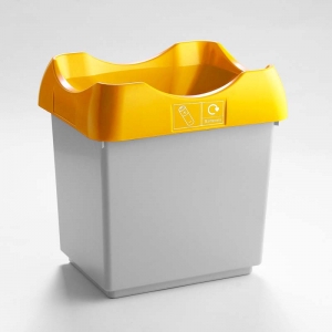 30 Litre Recycling Bin light grey base with yellow lid